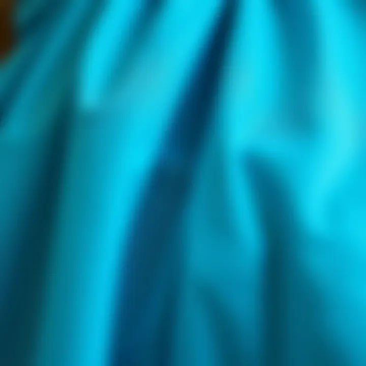 Close-up of fabric texture of an aqua blue dress