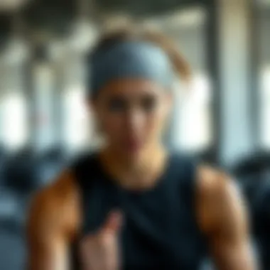 Athlete wearing a stylish moisture wicking sweatband during a workout