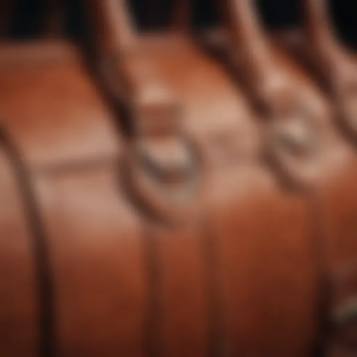 Close-up of Bally leather craftsmanship showcasing detailed stitching.