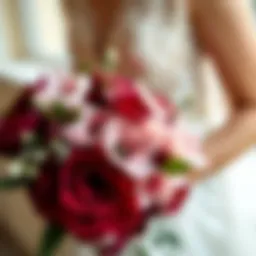 Elegant bridal bouquet featuring burgundy silk flowers