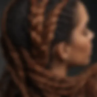 Close-up showcasing the intricate braid pattern of a passion twist wig