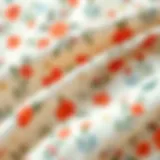 A serene fabric swatch showcasing intricate floral patterns reminiscent of countryside meadows.
