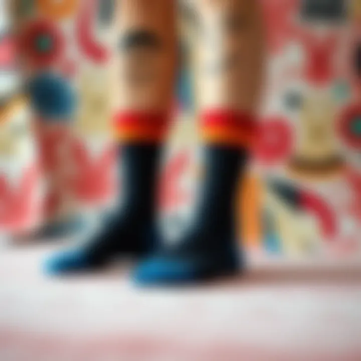 An artistic view of socks against a stylish backdrop