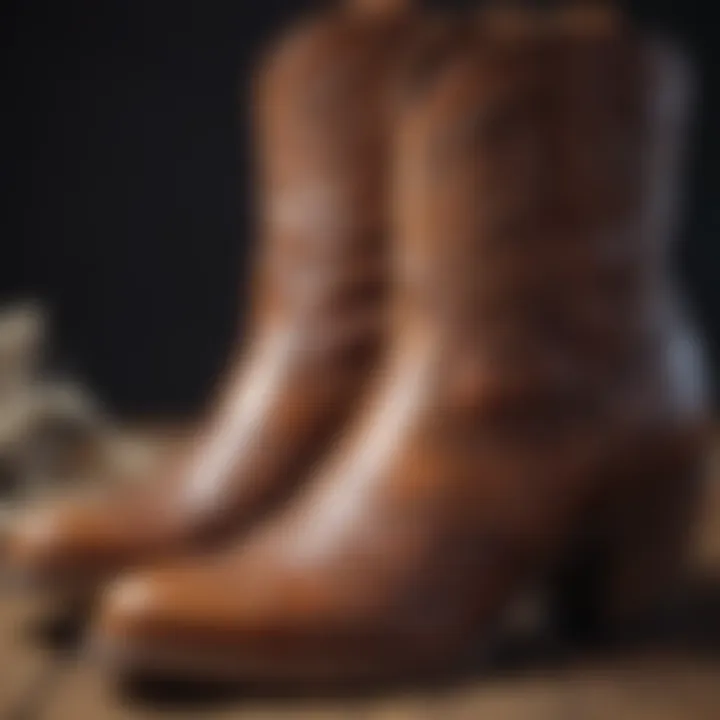 Close-up of intricate stitching and craftsmanship on cowgirl booties