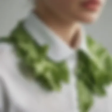 Close-up view of lettuce edge detailing on a shirt collar