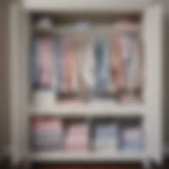 A well-organized wardrobe featuring long sleeve short PJ sets