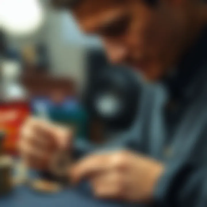 Close-up of a skilled artisan crafting a crown necklace