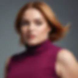 Stylish plus size sleeveless turtleneck top in a vibrant color