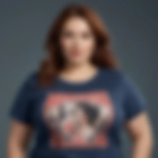 Diverse collection of plus size tee shirts showcasing various styles