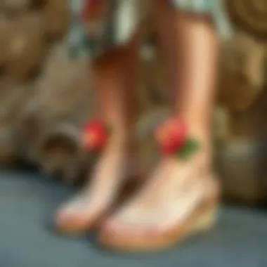 Stylish outfit combinations featuring floral embellished sandals