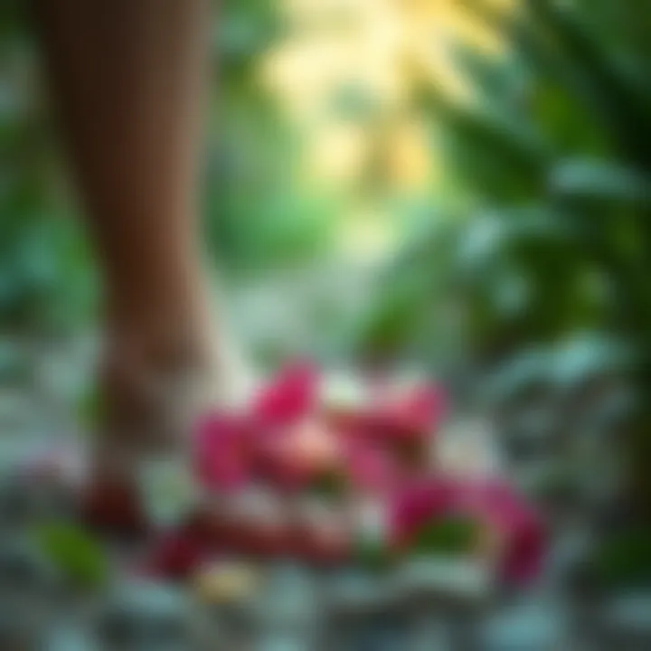 Sustainable materials used in crafting floral sandals