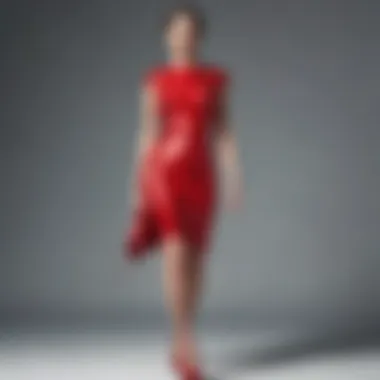 Vibrant red dress with a form-fitting silhouette