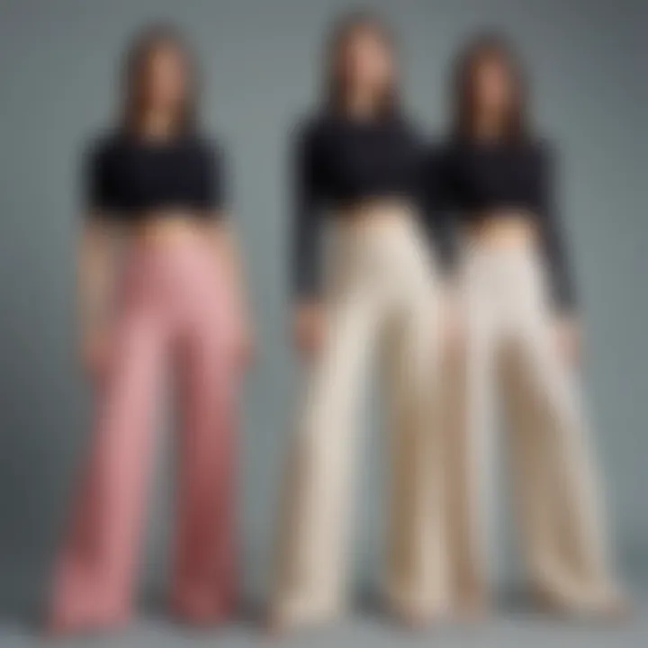 Different body shapes wearing split wide leg pants
