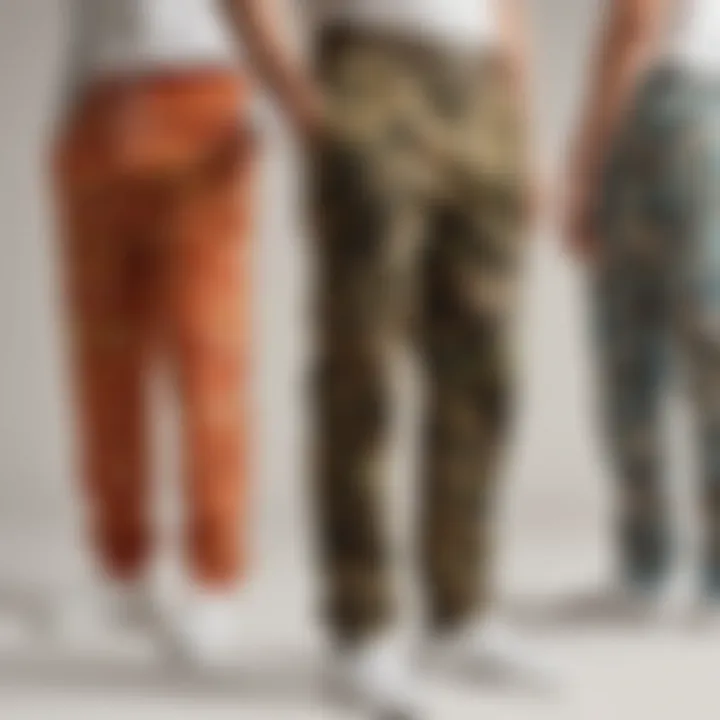 An array of polo camo sweatpants displaying various color patterns