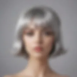 Elegant silver headband wig displayed on a mannequin