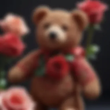 A beautifully arranged fake rose teddy bear showcasing intricate craftsmanship