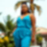 Chic plus-size spaghetti strap jumpsuit in a vibrant color