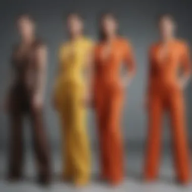 Diverse range of jumpsuit styles showcased in a fashion display