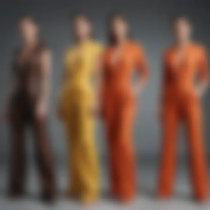 Diverse range of jumpsuit styles showcased in a fashion display