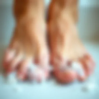 A close-up of healthy feet after using a foot scrubber