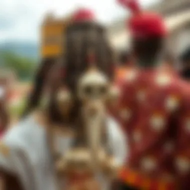 Cultural Significance of Skull Dread Beads Cultural representation of skull dread beads in a traditional setting