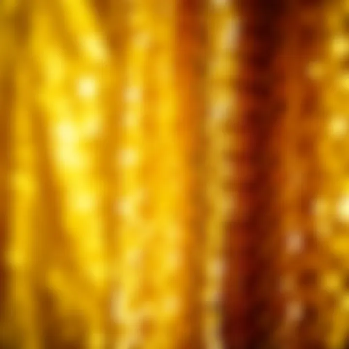 Close-up of textured gold sequin fabric