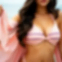 Elegant display of a hanky hem bikini top showcasing its flowing fabric