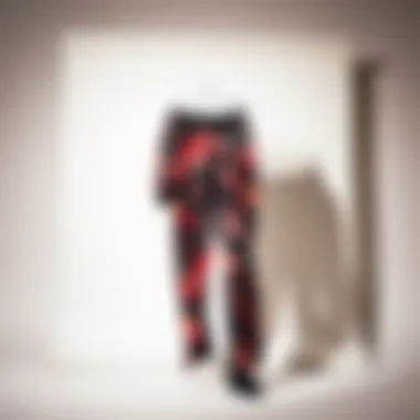 Stylish thermal print pants displayed on a minimalist background