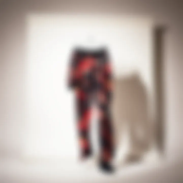 Stylish thermal print pants displayed on a minimalist background