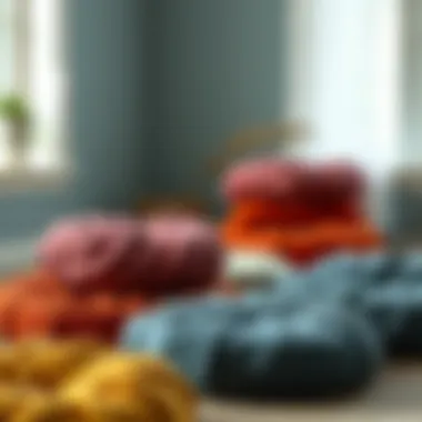 Variety of knot floor cushions in diverse color palettes