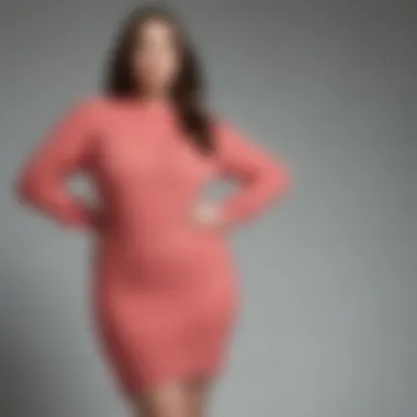 An array of plus-size sweater dresses in different styles and colors