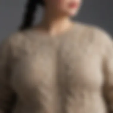 Close-up of luxurious fabric and texture of a plus-size sweater dress