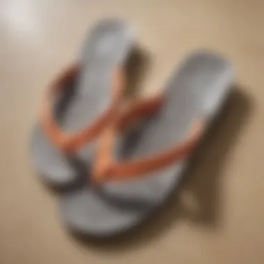 Close-up of high-quality materials used in thick sole flip flops