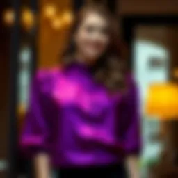Elegant plus-size dressy blouse in vibrant colors