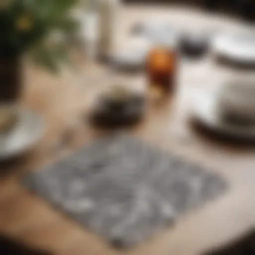 Stylish zebra print placemat on a dining table