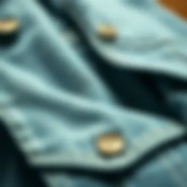 Close-up of fabric texture on a graphic jean jacket