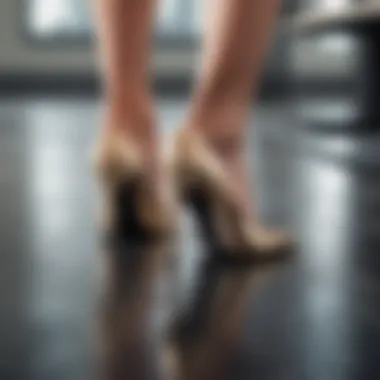 Elegant high heels on a polished office floor