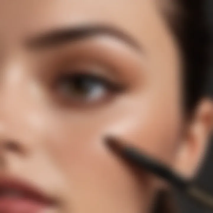 Demonstration of the hourglass concealer brush in action applying concealer on skin