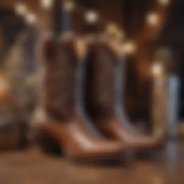 Decorative presentation of mini cowboy boots at a celebration