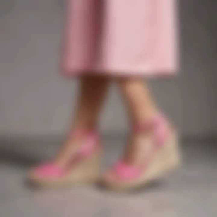 Various styling options with pink espadrille wedges