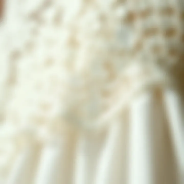 Close-up of intricate lace detailing on fabric