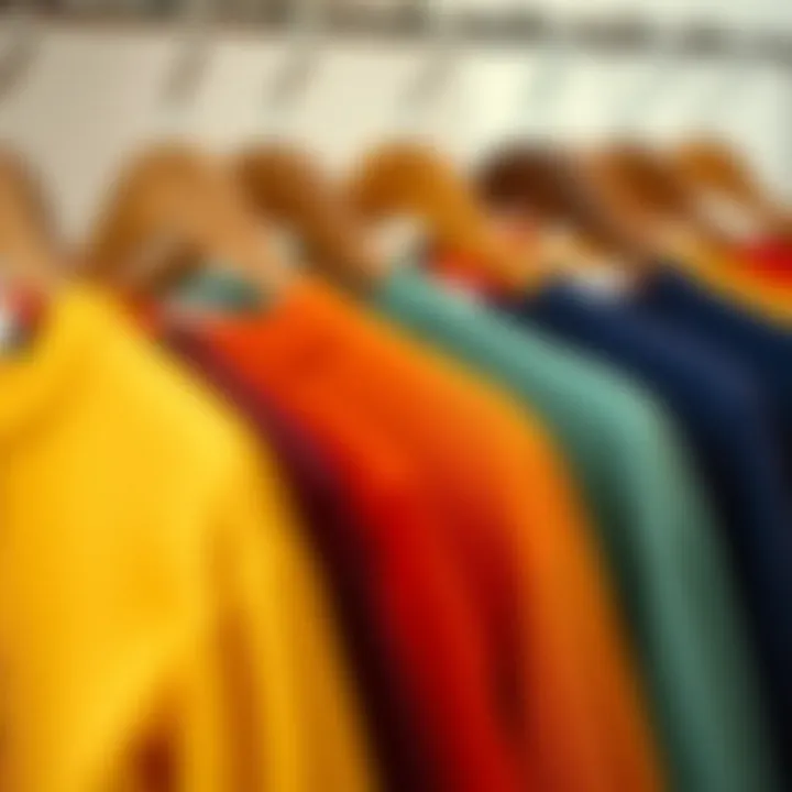 A stylish arrangement of different colored ribbed knit crop tops on hangers.