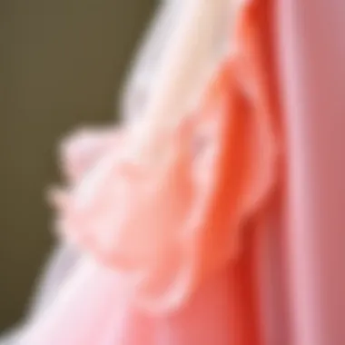 Close-up of organza fabric with ruffle details