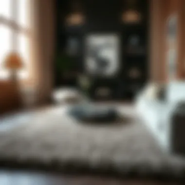 Contemporary Setting with Shaggy Rug Placement Stylish placement of a shaggy rug in a contemporary setting