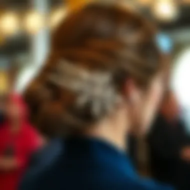 An upscale updo hairstyle enhanced by a sophisticated hair comb