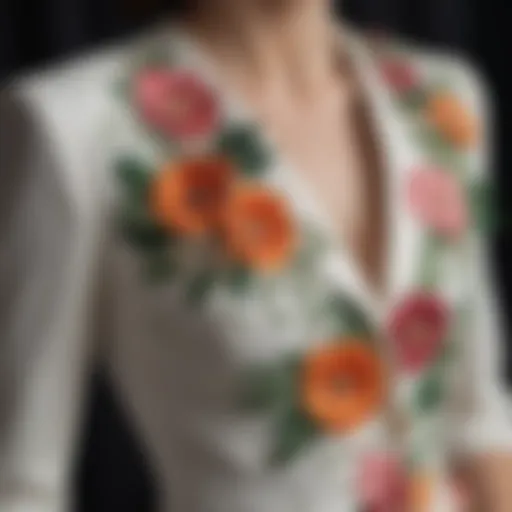 Elegant floral appliqué on a garment