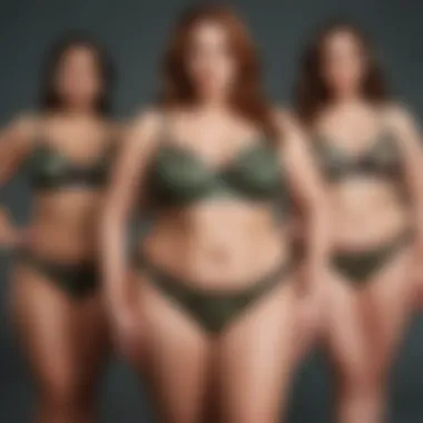 Inspiring range of plus size camo lingerie showcasing diversity in body types