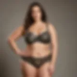 Elegant plus size camo lingerie set displayed on a stylish background