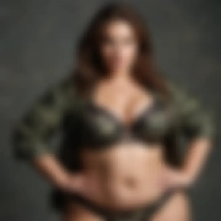 Trendy styling of camo lingerie with accessories for a complete look