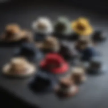 Variety of hat clips showcasing different designs and colors